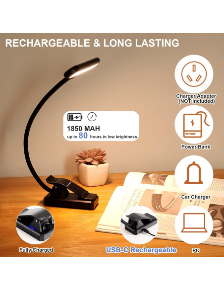 Luz de Atril LED iGoober Recargable USB-C 4 Colores 3 Brillos