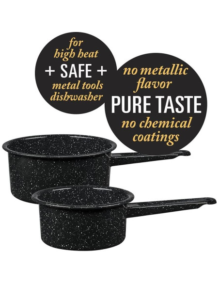 Juego de Cacerolas Granite Ware 1 y 2 Qt Acero Esmaltado