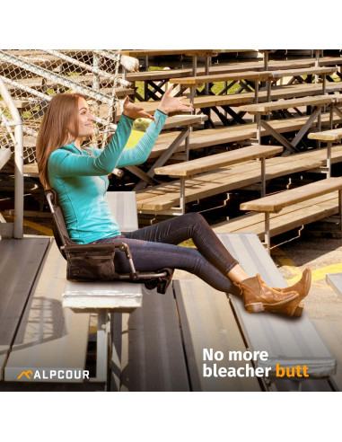 Asiento de Graderías Plegable Alpcour Deluxe Negro 53.34 cm