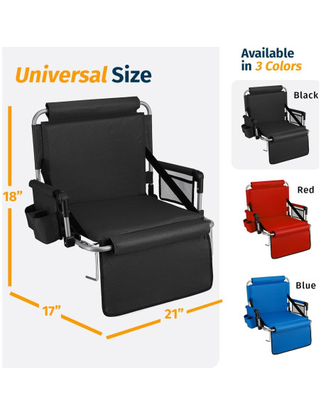 Asiento de Graderías Plegable Alpcour Deluxe Negro 53.34 cm