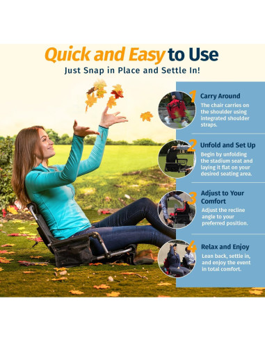 Asiento de Graderías Plegable Alpcour Deluxe Negro 53.34 cm