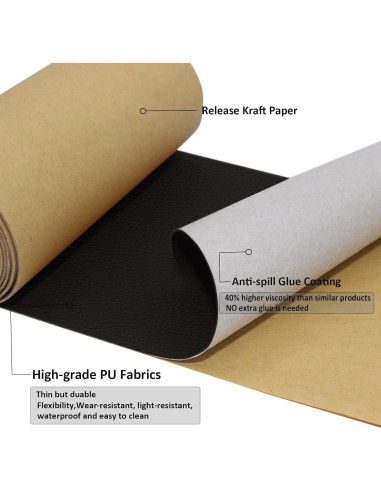 Kit de reparación de cuero IVRYBRI 2 piezas 10x152 cm negro