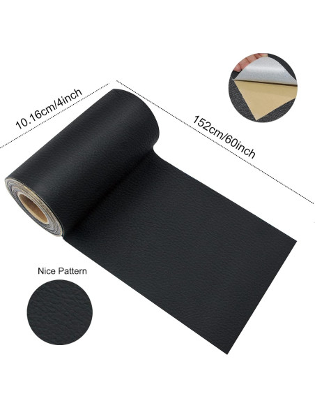 Kit de reparación de cuero IVRYBRI 2 piezas 10x152 cm negro