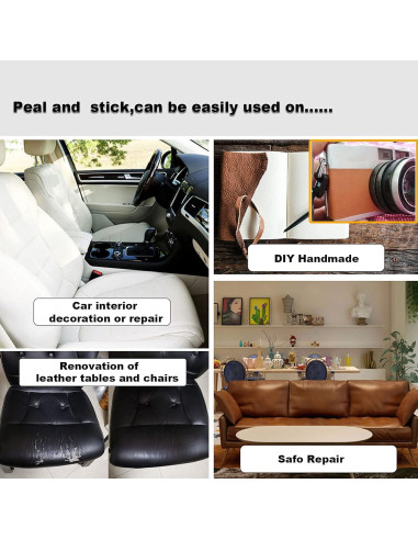 Kit de reparación de cuero IVRYBRI 2 piezas 10x152 cm negro