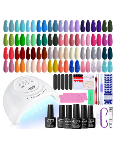 Kit de Esmalte de Uñas JEWHITENY 45 Piezas con Luz UV 48W