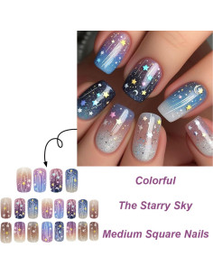 Uñas Postizas Artísticas MIXFOSAHN 24 Pcs Coloridas 2