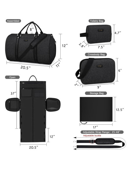 Bolsa de viaje tipo duffel Yorige 4 piezas unisex 2 en 1