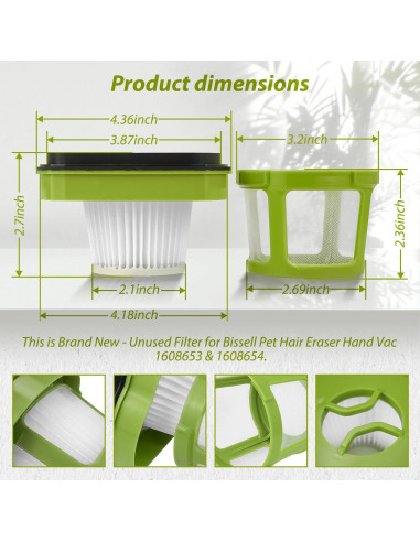 Filtro de Reemplazo HASMX para Aspiradora Bissell Pet Hair Eraser