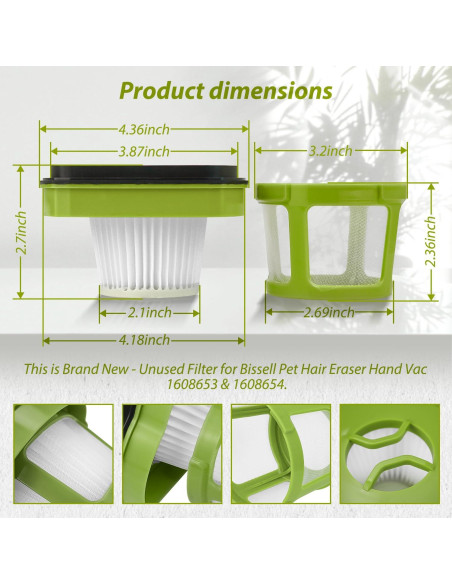 Filtro de Reemplazo HASMX para Aspiradora Bissell Pet Hair Eraser