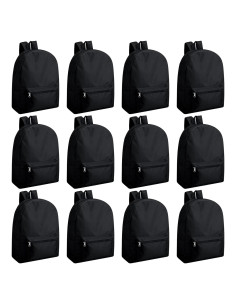 Mochilas Clásicas Negras Amylove - Paquete de 12 Unidades 30x43cm