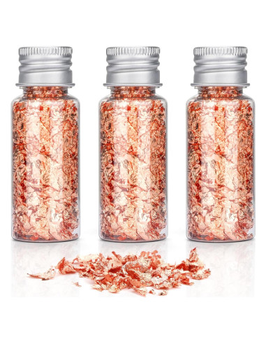 Hojuelas de Oro Comestibles FlyCoco - 3 Botellas Oro Rosa