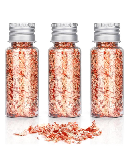 Hojuelas de Oro Comestibles FlyCoco - 3 Botellas Oro Rosa