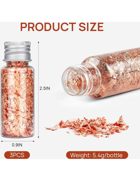 Hojuelas de Oro Comestibles FlyCoco - 3 Botellas Oro Rosa