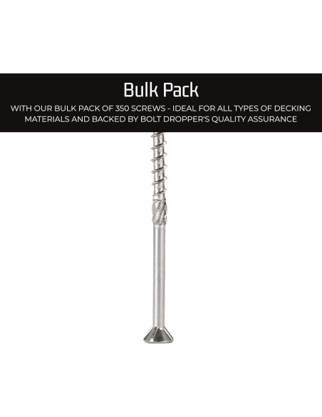 Tornillos para Deck Bolt Dropper Acero Inoxidable 6.35 cm - 350 Pzas