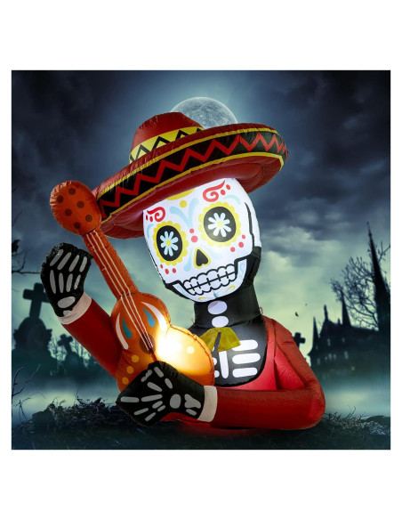 Decoración Inflable Halloween WBHome Calavera 4 Pies con Luz LED