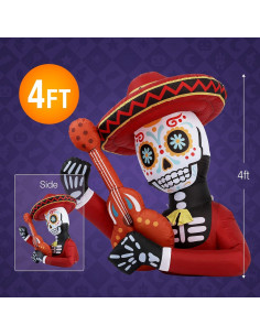Decoración Inflable Halloween WBHome Calavera 4 Pies con Luz LED 2