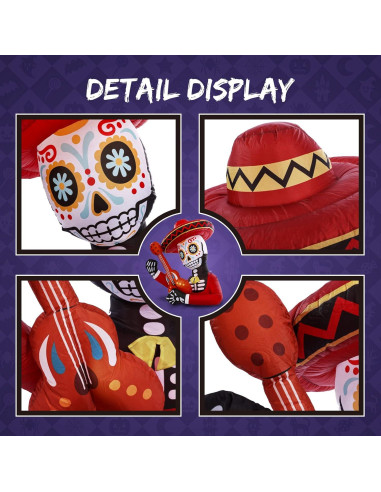 Decoración Inflable Halloween WBHome Calavera 4 Pies con Luz LED