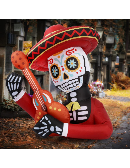 Decoración Inflable Halloween WBHome Calavera 4 Pies con Luz LED