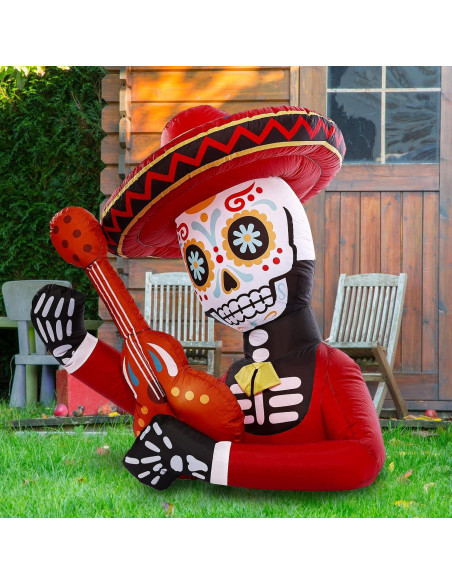 Decoración Inflable Halloween WBHome Calavera 4 Pies con Luz LED