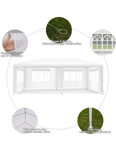 Carpa de Fiesta Dkeli 6.1x3.05m Impermeable con 4 Paredes