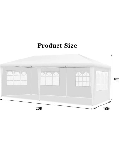 Carpa de Fiesta Dkeli 6.1x3.05m Impermeable con 4 Paredes