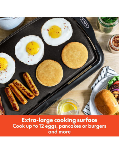 Plancha Eléctrica BELLA 1500W Antiadherente 29.5x58cm Negra