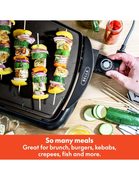 Plancha Eléctrica BELLA 1500W Antiadherente 29.5x58cm Negra