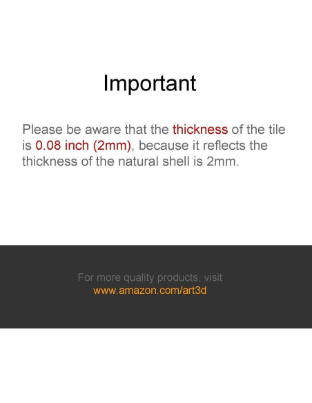 Azulejos de Mosaico de Madreperla Art3d 30.48x30.48 cm 6 Piezas