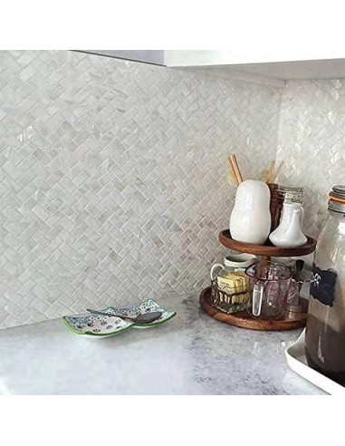 Azulejos de Mosaico de Madreperla Art3d 30.48x30.48 cm 6 Piezas