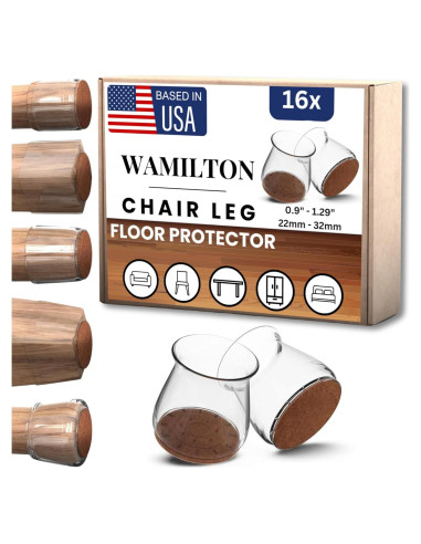 16 Protectores de Suelo para Patas de Silla Wamilton Silicona