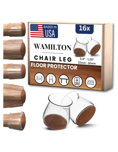 16 Protectores de Suelo para Patas de Silla Wamilton Silicona