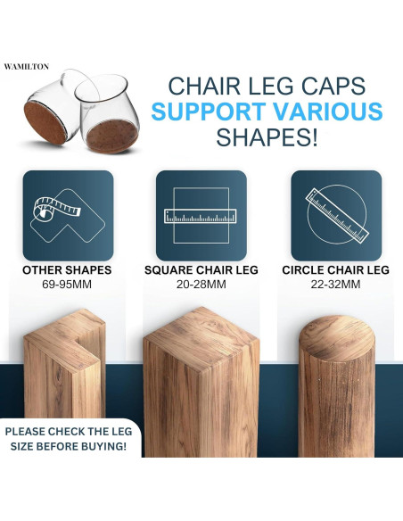 16 Protectores de Suelo para Patas de Silla Wamilton Silicona