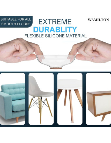 16 Protectores de Suelo para Patas de Silla Wamilton Silicona