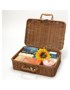 Cesta de Picnic Etnorsu de Mimbre Grande Marrón 29.5x21x12cm 2