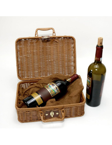 Cesta de Picnic Etnorsu de Mimbre Grande Marrón 29.5x21x12cm