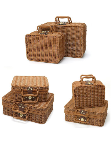 Cesta de Picnic Etnorsu de Mimbre Grande Marrón 29.5x21x12cm