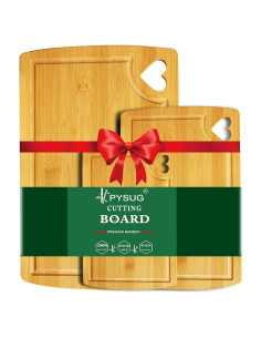 Juego de Tablas de Cortar de Madera PYSUG - 3 Tamaños de Bambú