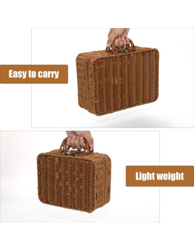 Cesta de Picnic Etnorsu de Mimbre Grande Marrón 29.5x21x12cm