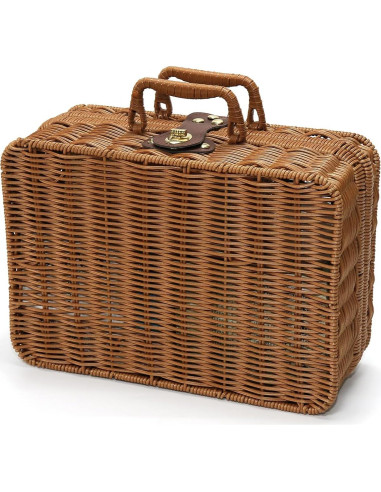 Cesta de Picnic Etnorsu de Mimbre Grande Marrón 29.5x21x12cm