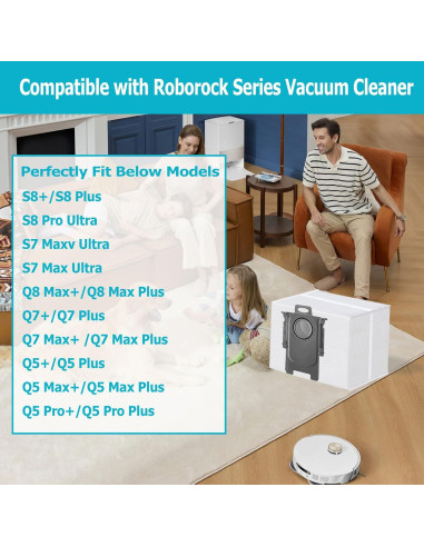 Paquete de 12 bolsas de polvo Janhaley para Roborock 3L