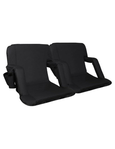 Asientos de Estadio Plegables Summates con Respaldo Ajustable - Paquete de 2, Negro
