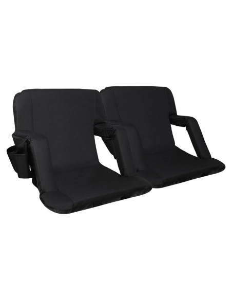 Asientos de Estadio Plegables Summates con Respaldo Ajustable - Paquete de 2, Negro
