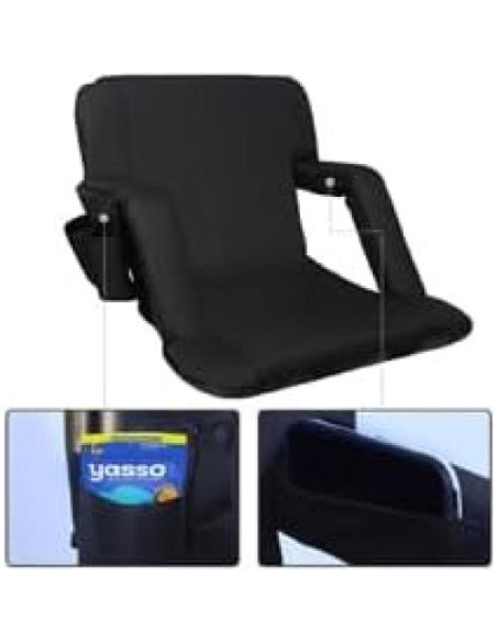 Asientos de Estadio Plegables Summates con Respaldo Ajustable - Paquete de 2, Negro