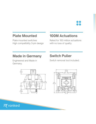 Interruptores Cherry MX RGB Marrón para Teclados Mecánicos - 10 Pcs