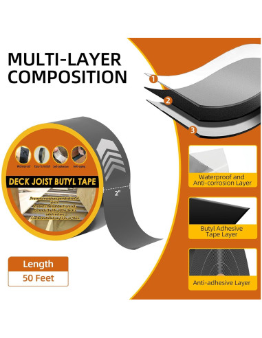 Cinta de Butilo para Vigas JOAPRIL 2 Rollos 5 cm x 15 m