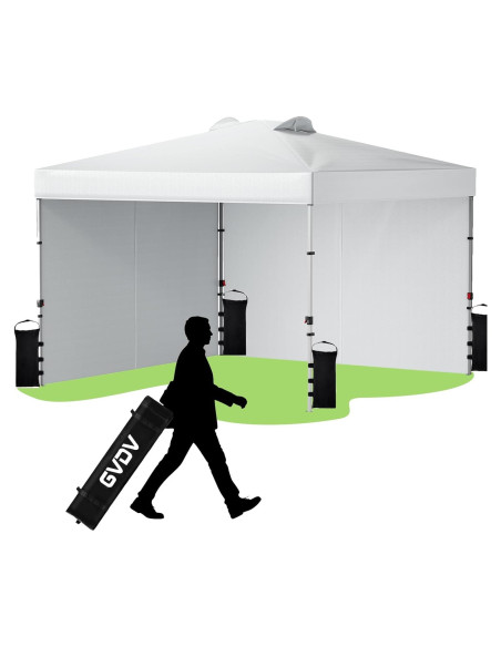 Carpa Plegable GVDV 3x3m Blanca con 2 Paredes Laterales
