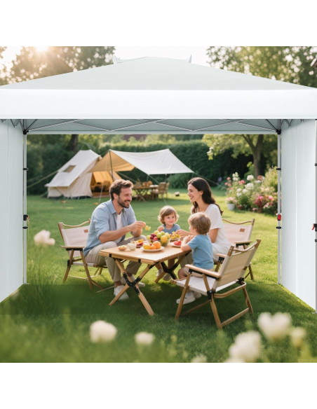 Carpa Plegable GVDV 3x3m Blanca con 2 Paredes Laterales