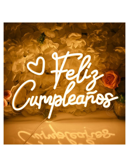 Letrero Neón Feliz Cumpleaños Goldenleader 40x25 cm USB