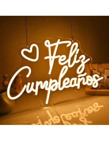 Letrero Neón Feliz Cumpleaños Goldenleader 40x25 cm USB