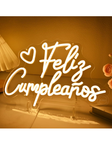 Letrero Neón Feliz Cumpleaños Goldenleader 40x25 cm USB